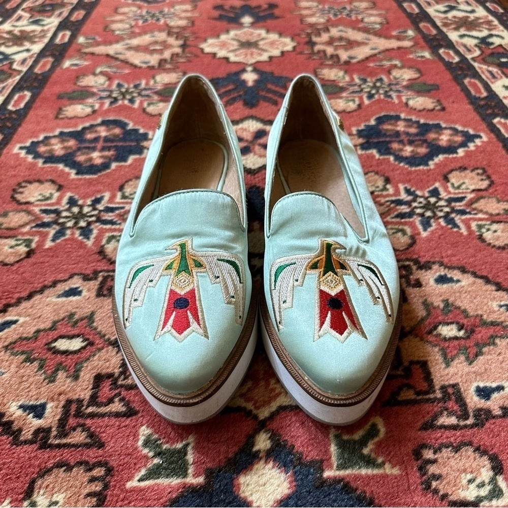 Australia Luxe Collective Embroidered Aztec Bird Slip-Ons